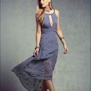 Free people Blue sunburst beaded beauty maxi dress size 2
